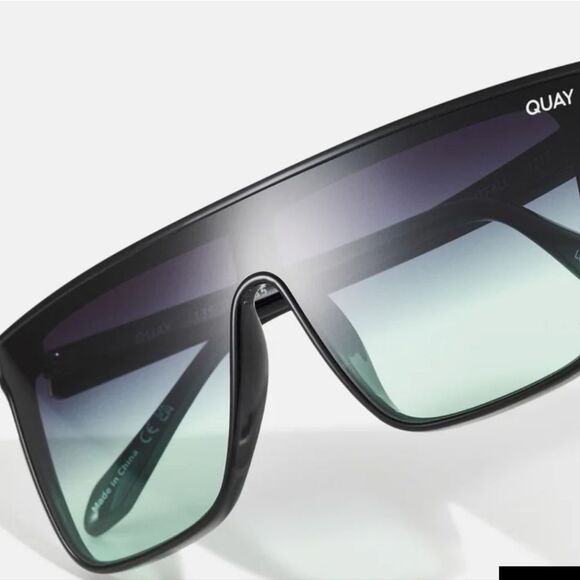 Quay Australia Nightfall 49MM Flat Top Shield Sunglasses- Black/Fade Mint main image 9